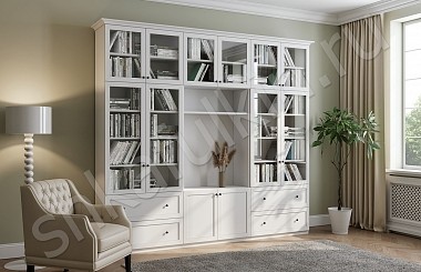 Книжный шкаф со встроенным столом «Много полок»