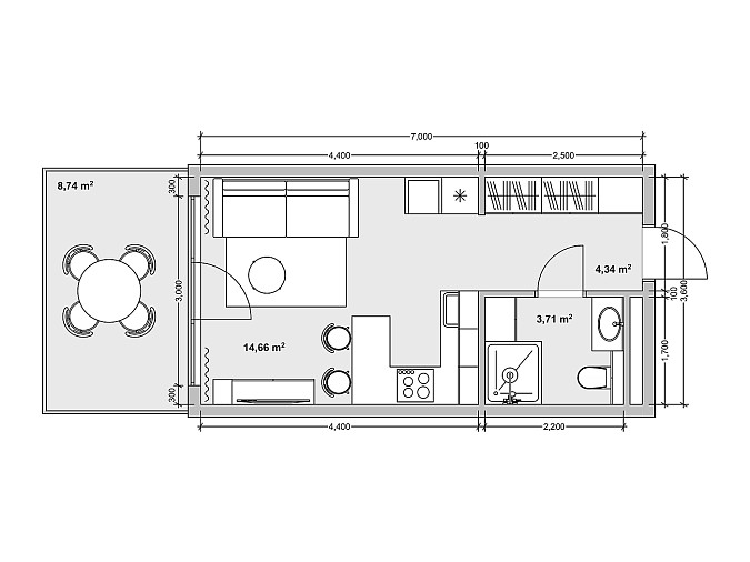 План проекта Кеплер Студия 31 м²